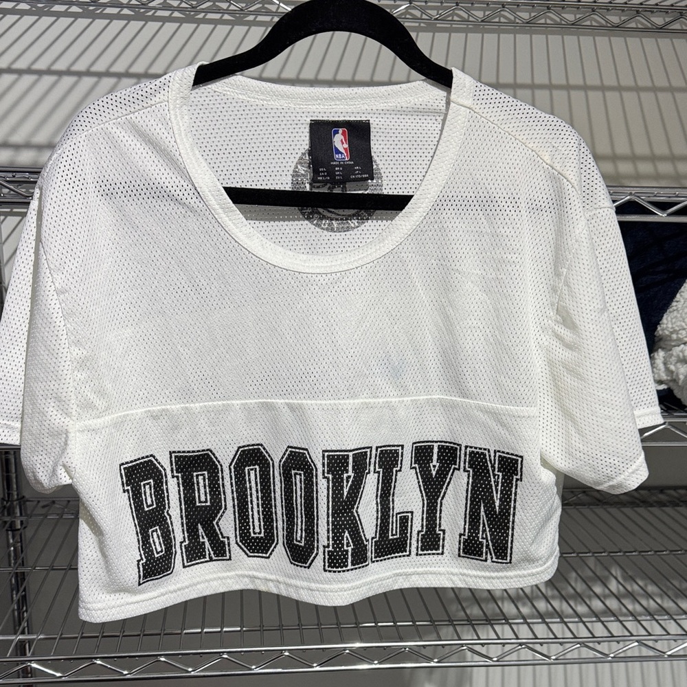 NBA Brooklyn White Mesh Jersey Top